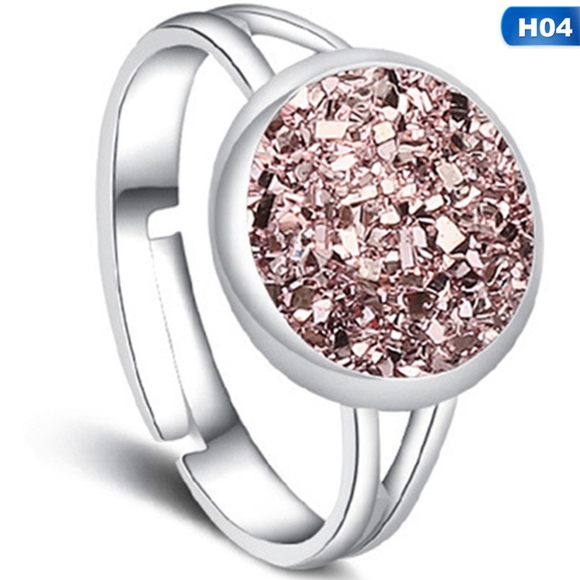 Jewelry - Metallic Bronze Druzy Crystal Silver Ring